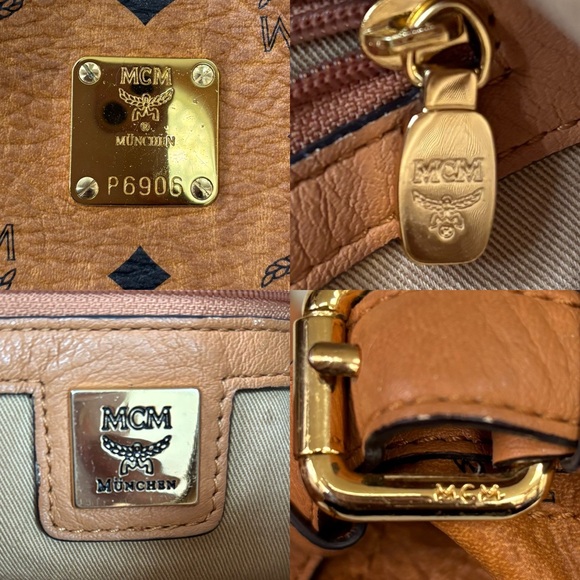 MCM Cognac Visetos Coated Canvas and Leather Hobo - Picture 9 of 14